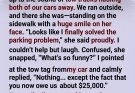 Our neighbor was thrilled when tow trucks hauled away both of our legally parked cars. She thought she’d finally won the parking war—until one small sticker on my collector car changed everything, and her celebration turned into a costly lesson about making assumptions.
