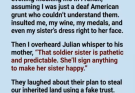 They spent the entire engagement dinner mocking me in French, convinced I was just a clueless soldier who couldn’t understand them. Then they handed me a trust document designed to take control of my family’s land. I smiled and signed—because they didn’t realize I understood every word they’d said… and their own paperwork had just given me the evidence I needed. 🇫🇷